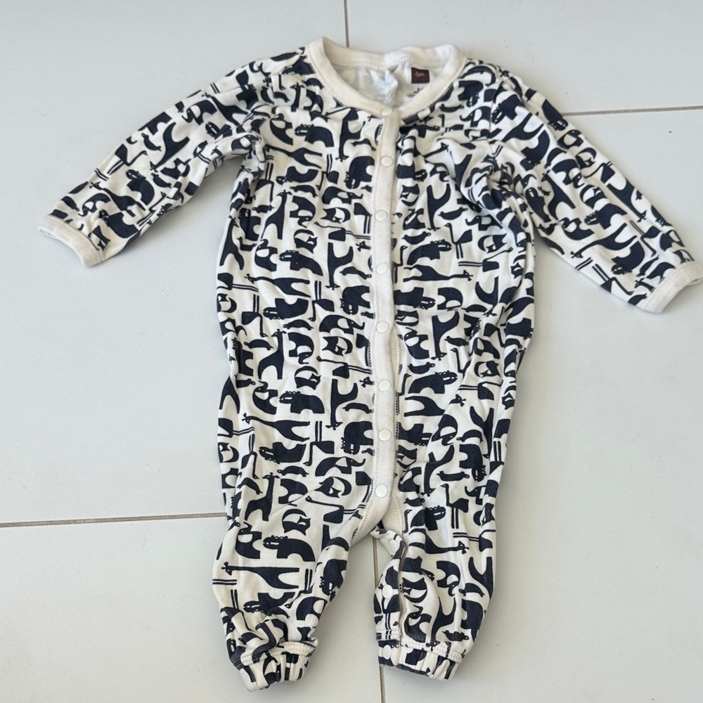 Tea collection Stylish navy and White Kids One Piece animals 3/6m